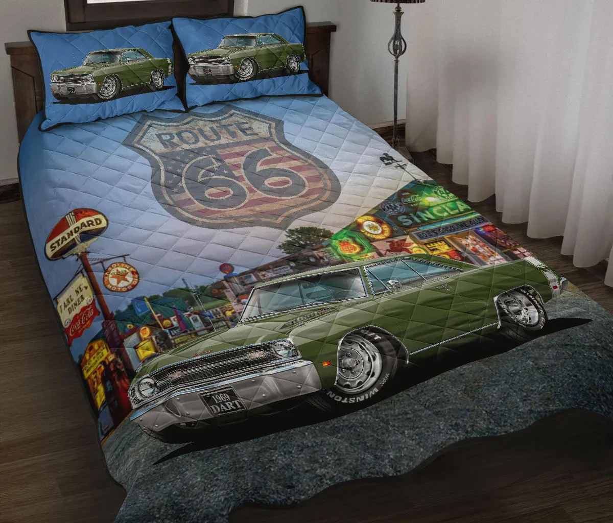 1969 Dodge Dart Dark Green Route 66 Quilt Set