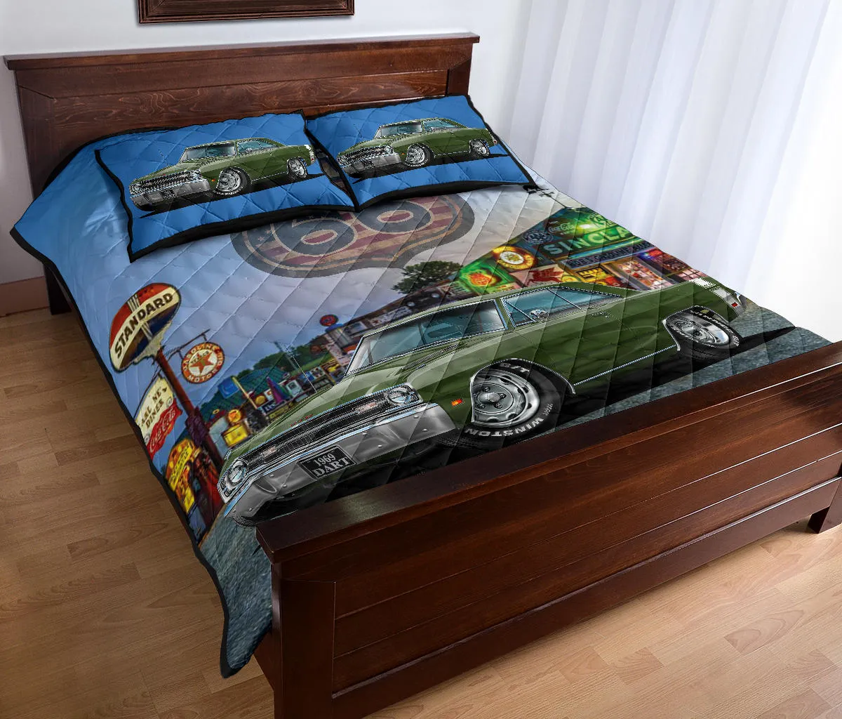 1969 Dodge Dart Dark Green Route 66 Quilt Set