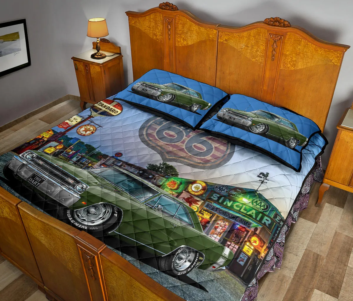 1969 Dodge Dart Dark Green Route 66 Quilt Set