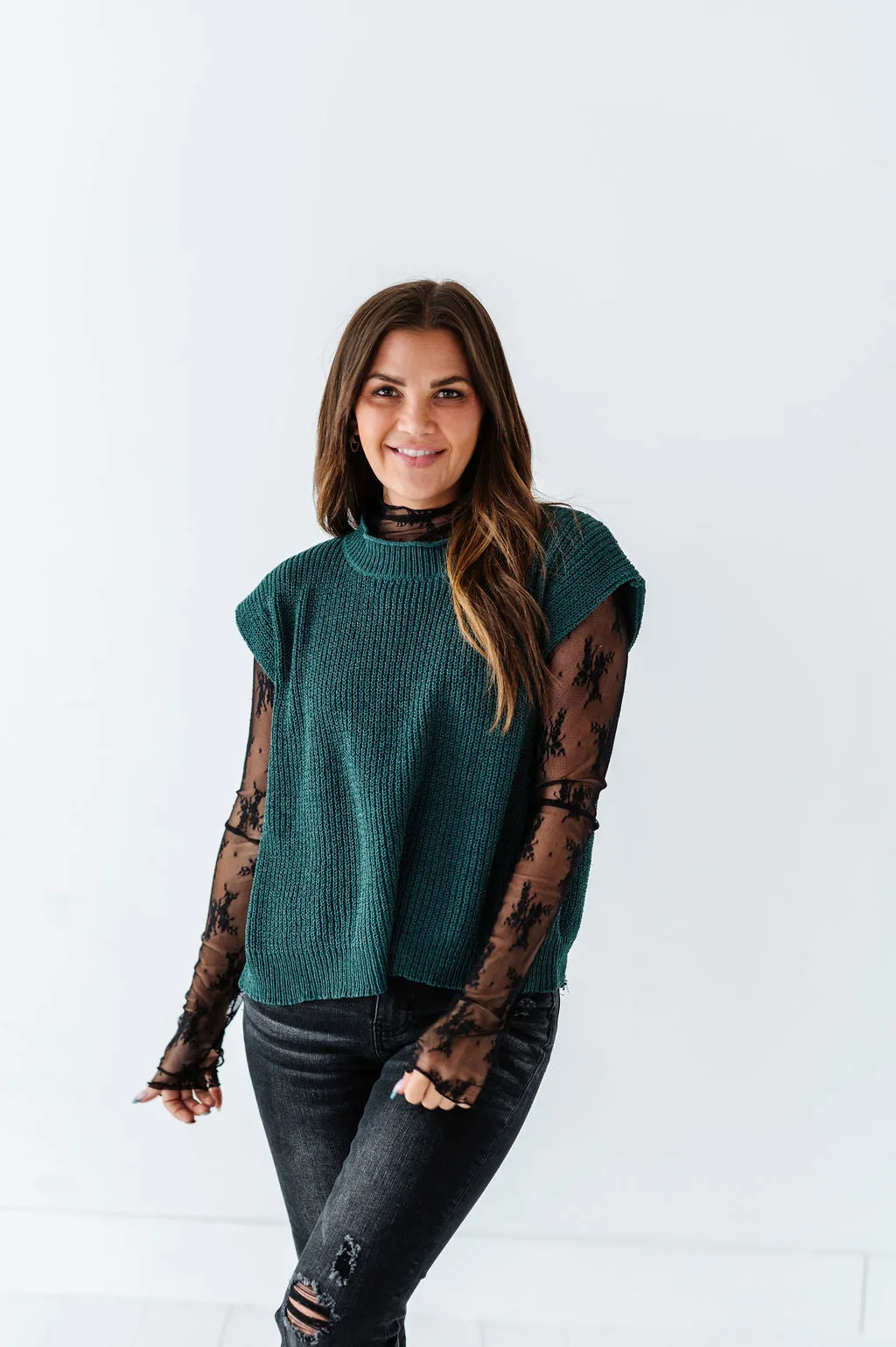 Annie Sweater Top in Forest