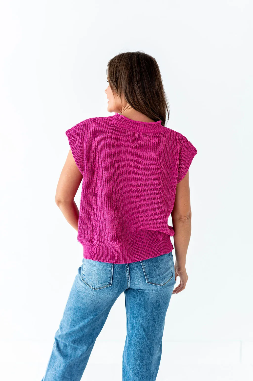 Annie Sweater Top in Magenta