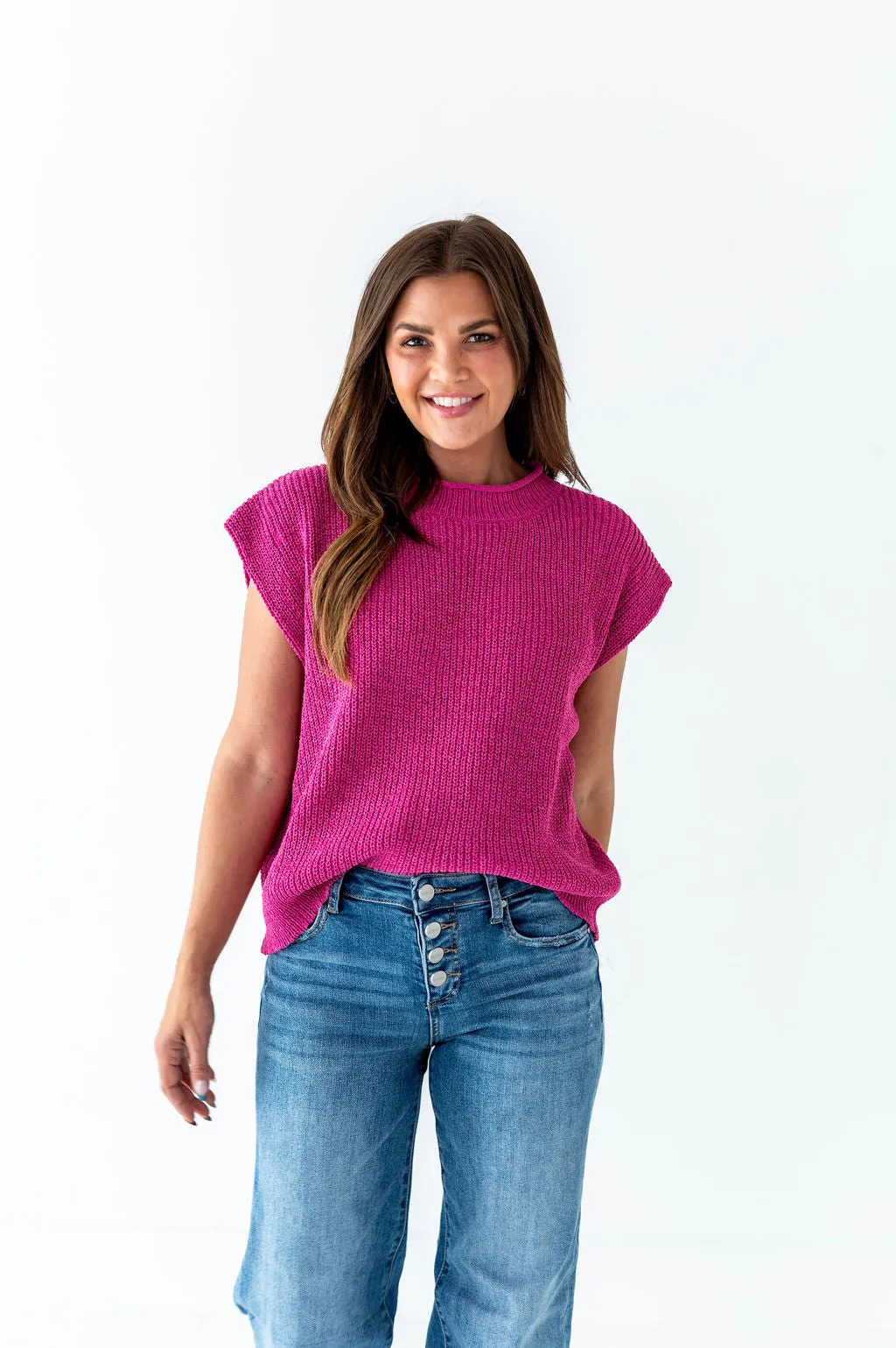 Annie Sweater Top in Magenta