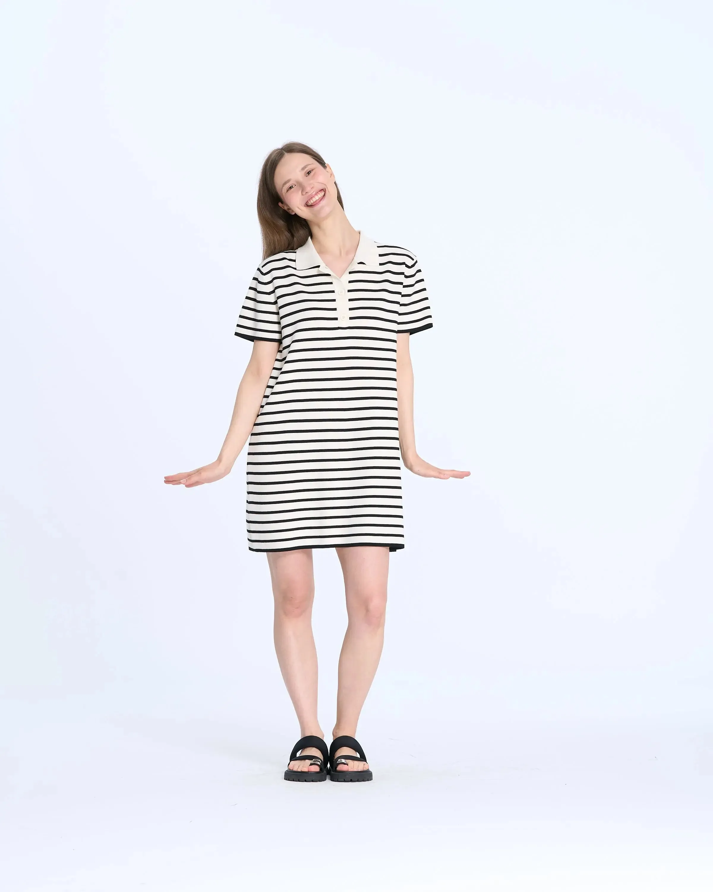 BC1031 Polo Striped Knitted Dress