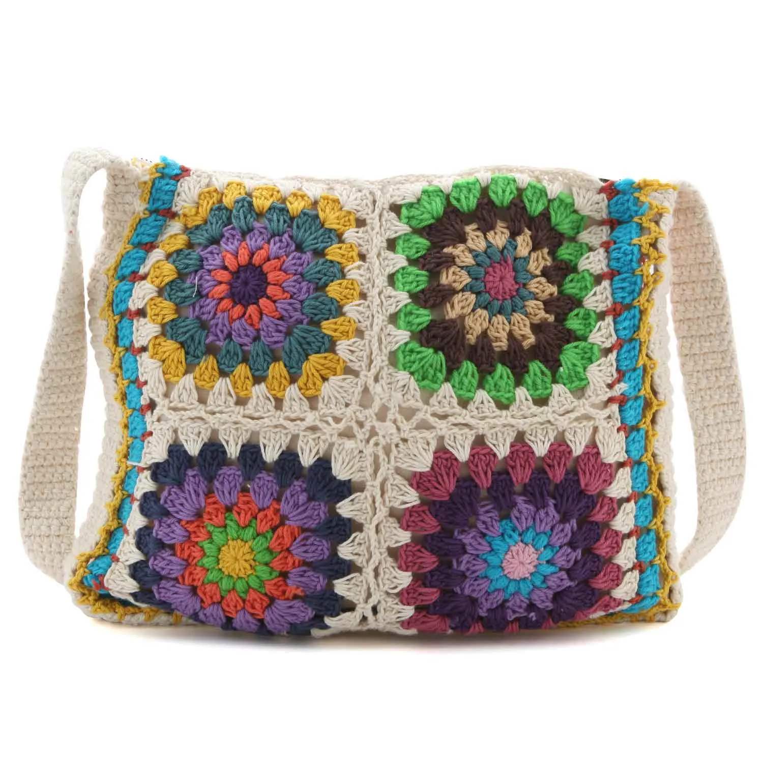 Bellerose Ecru And Multicolor Crochet Shoulder Bag