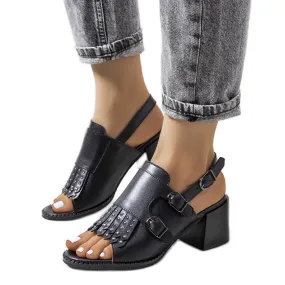 Black leather sandals with a Zand shank