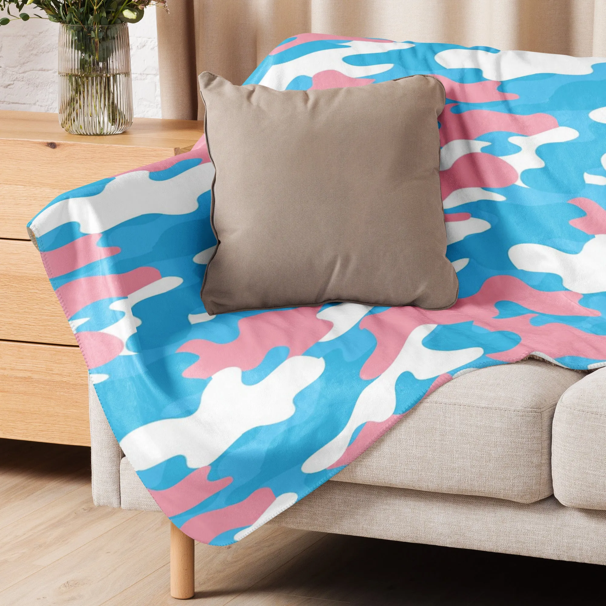 Blue Pink White Pride Camouflage Sherpa Fleece Blanket