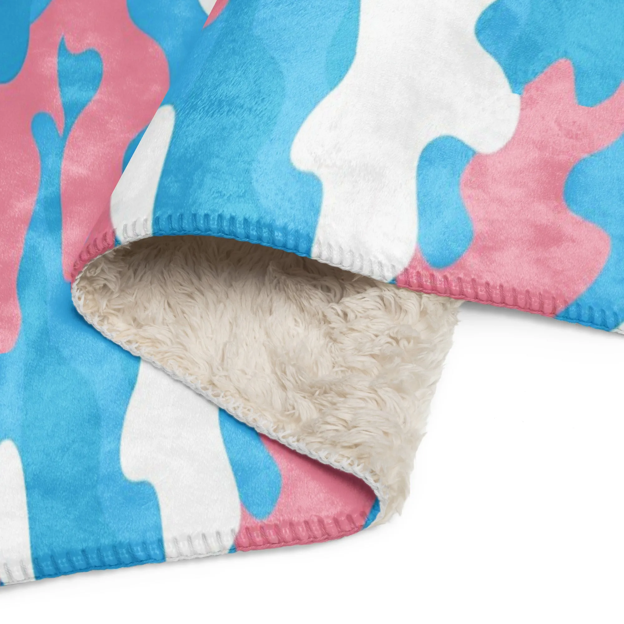 Blue Pink White Pride Camouflage Sherpa Fleece Blanket