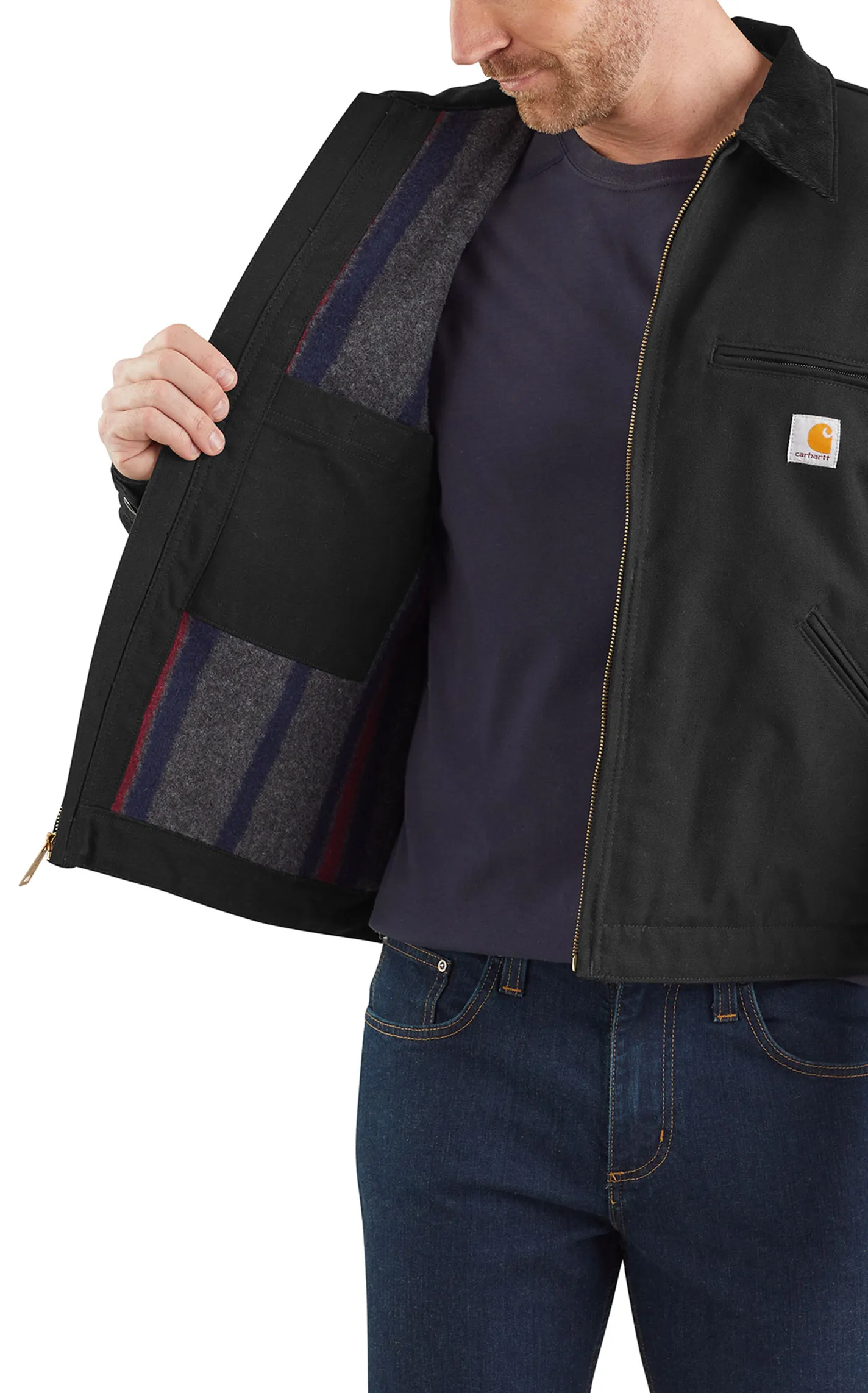 Carhartt Men's Black Duck Blanket-Lined Detroit Canvas Jacket