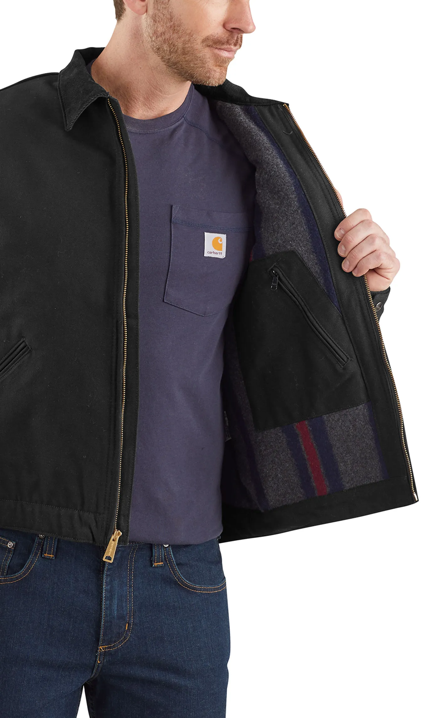 Carhartt Men's Black Duck Blanket-Lined Detroit Canvas Jacket