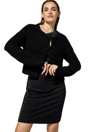 Caroline Biss BLACK ASYMMETRICAL CLOSURE CARDIGAN