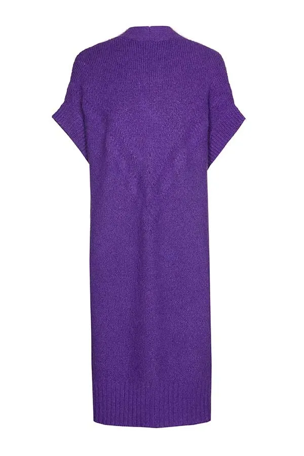 Caroline Biss PURPLE MID-LENGTH LOOSE CARDIGAN