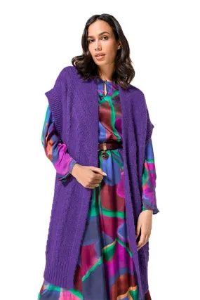 Caroline Biss PURPLE MID-LENGTH LOOSE CARDIGAN