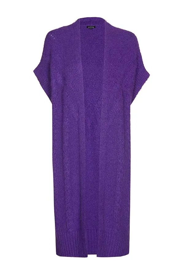 Caroline Biss PURPLE MID-LENGTH LOOSE CARDIGAN