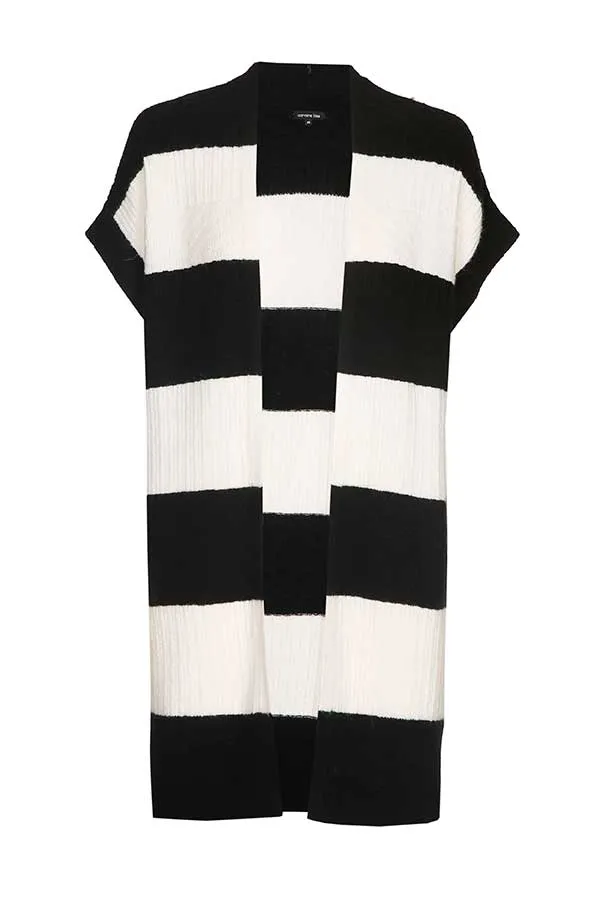 Caroline Biss STRIPED MID-LENGTH LOOSE CARDIGAN