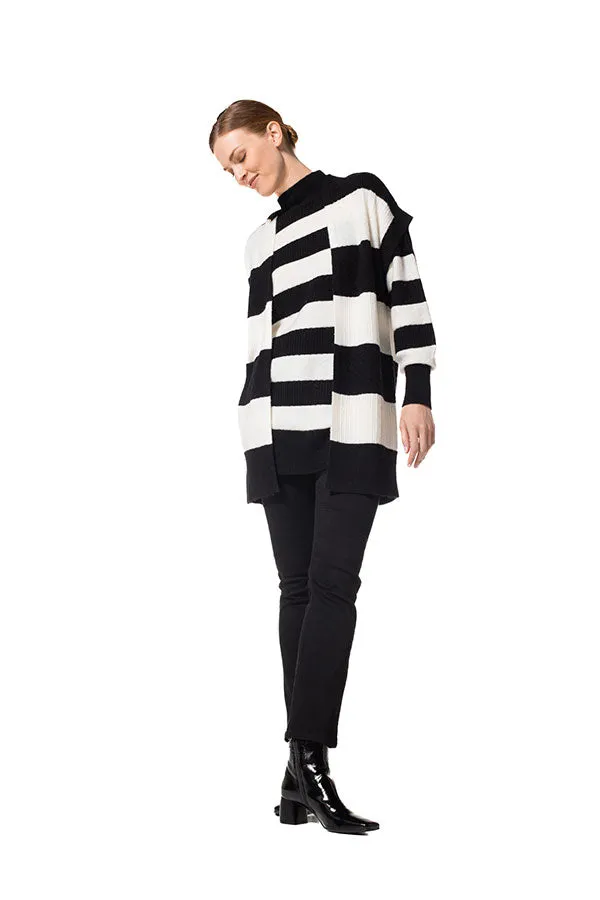 Caroline Biss STRIPED MID-LENGTH LOOSE CARDIGAN