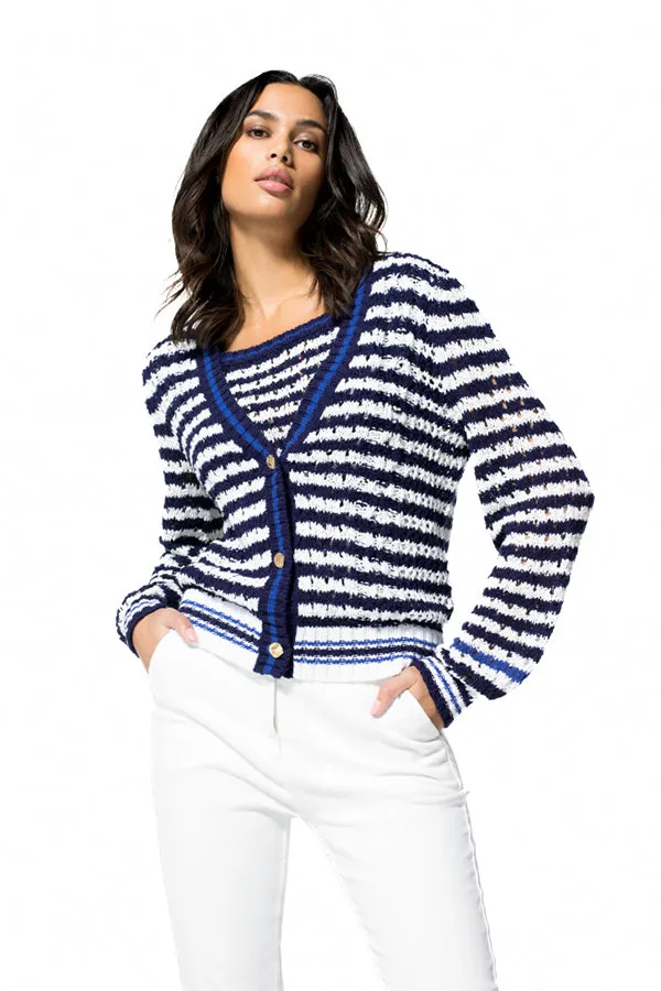 Caroline Biss STRIPED TRICOLOR CARDIGAN