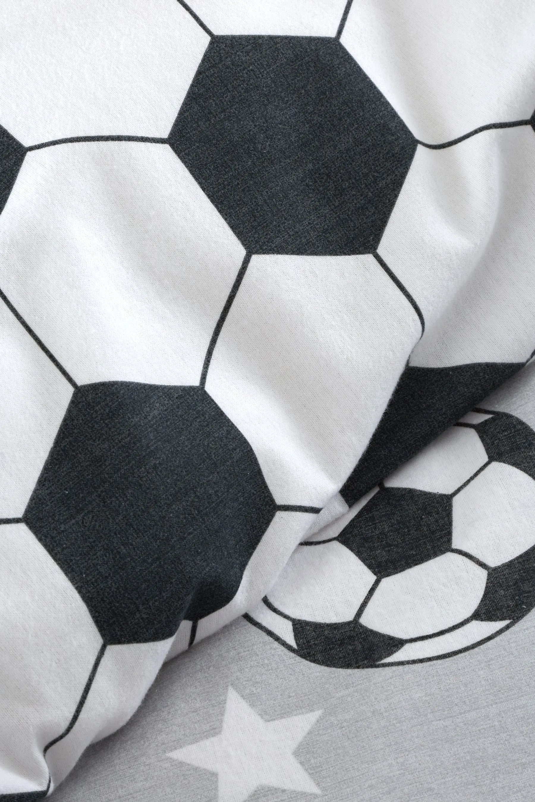 Catherine Lansfield Grey Brushed Cotton Football Stars Duvet Cover Set