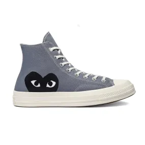 CDG PLAY CONVERSE CHUCK TAYLOR ALL-STAR 70 HI GREY