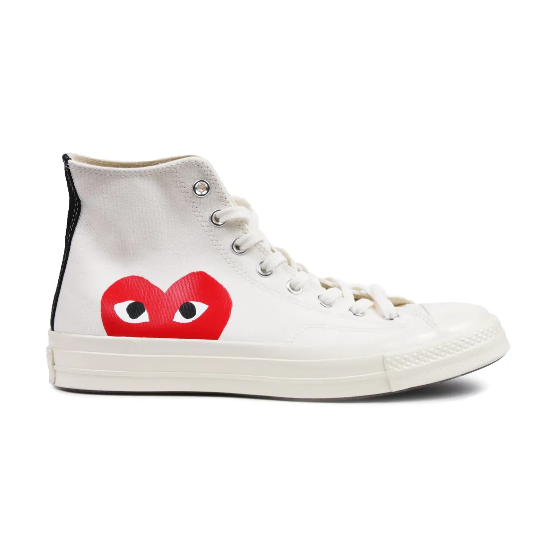 CDG PLAY CONVERSE CHUCK TAYLOR ALL-STAR 70 HI WHITE