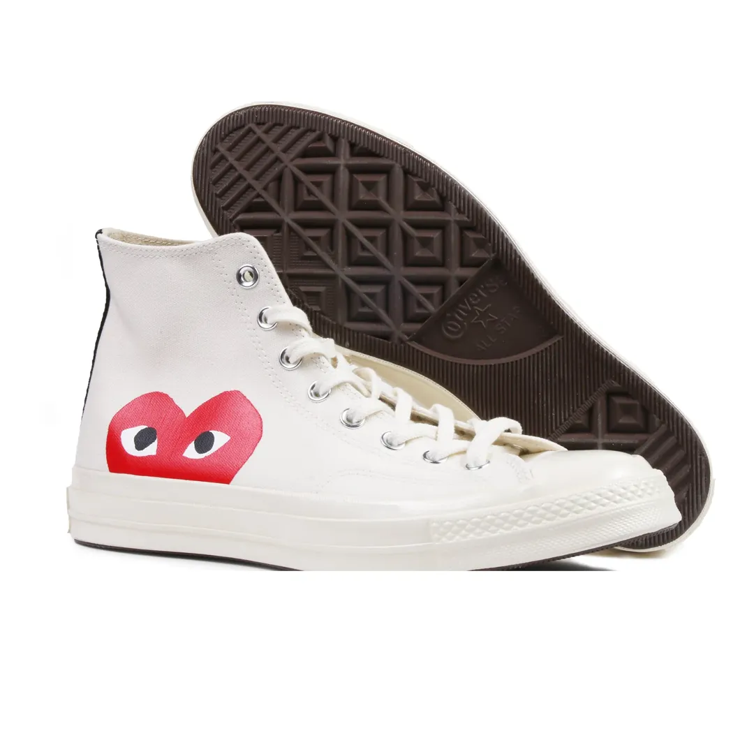 CDG PLAY CONVERSE CHUCK TAYLOR ALL-STAR 70 HI WHITE