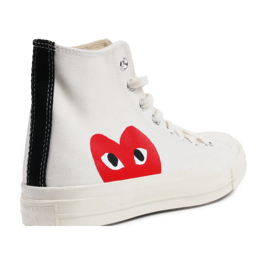 CDG PLAY CONVERSE CHUCK TAYLOR ALL-STAR 70 HI WHITE