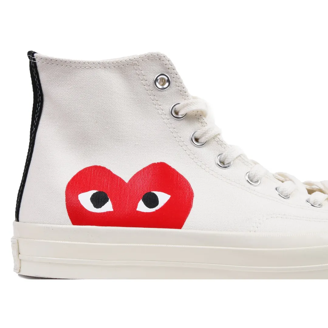 CDG PLAY CONVERSE CHUCK TAYLOR ALL-STAR 70 HI WHITE