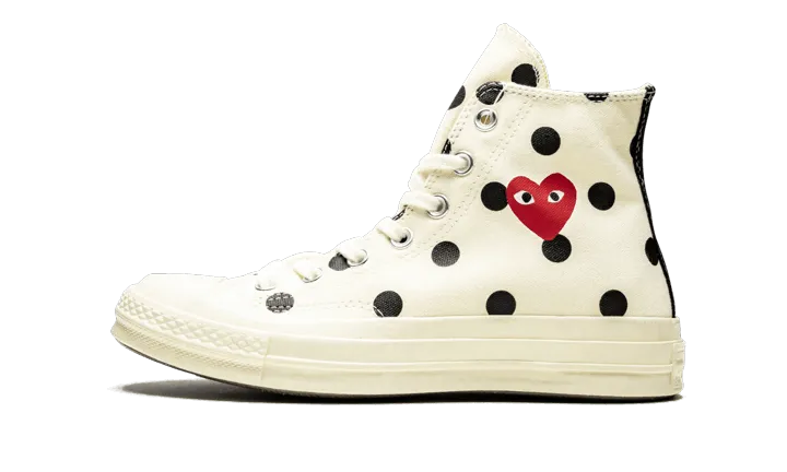 Chuck Taylor All-Star 70s Hi Comme des Garons PLAY Polka Dot White