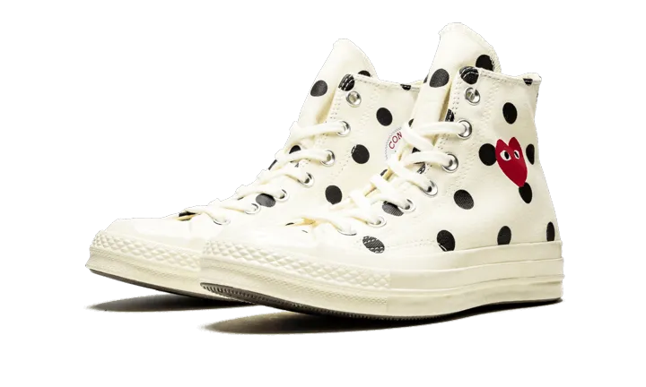 Chuck Taylor All-Star 70s Hi Comme des Garons PLAY Polka Dot White