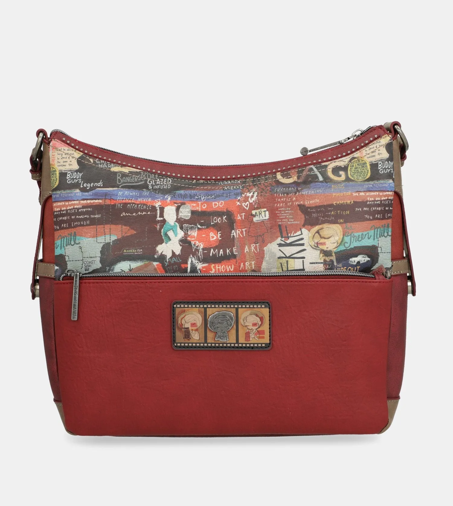 City Art large maroon crossbody bag