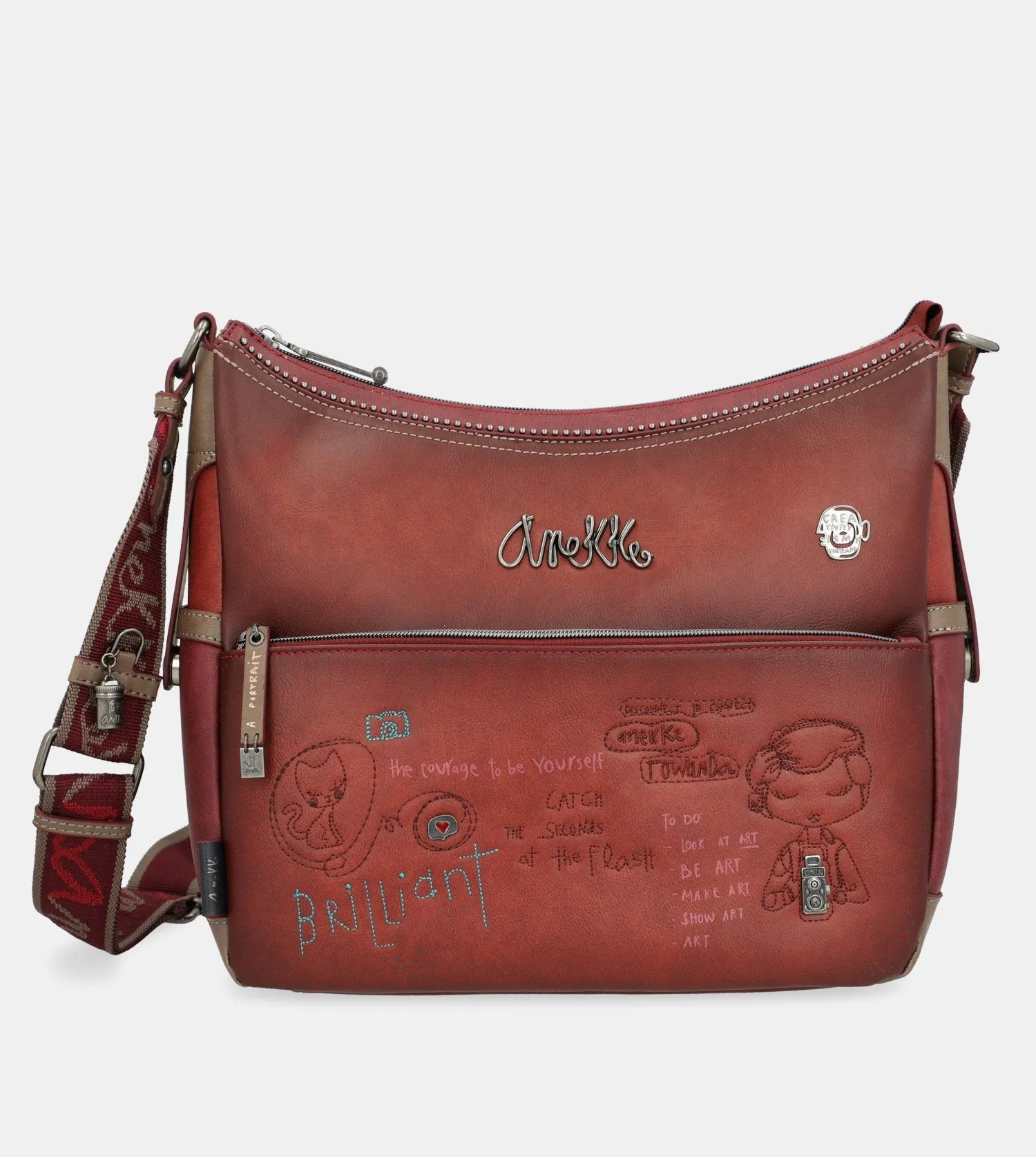 City Art large maroon crossbody bag