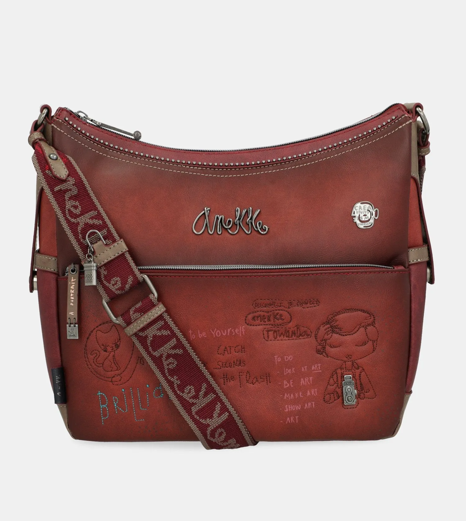 City Art large maroon crossbody bag