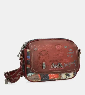 City Art triple compartment crossbody bag with a flap