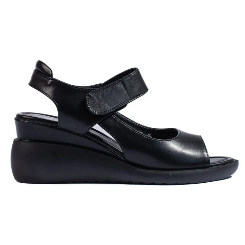 Comfortable black wedge sandals by Sergio Leone