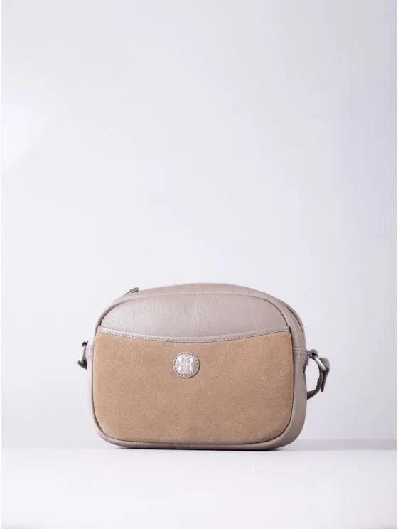 Coniston Leather Cross Body Camera Bag in Taupe