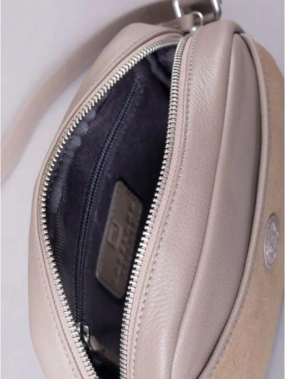 Coniston Leather Cross Body Camera Bag in Taupe