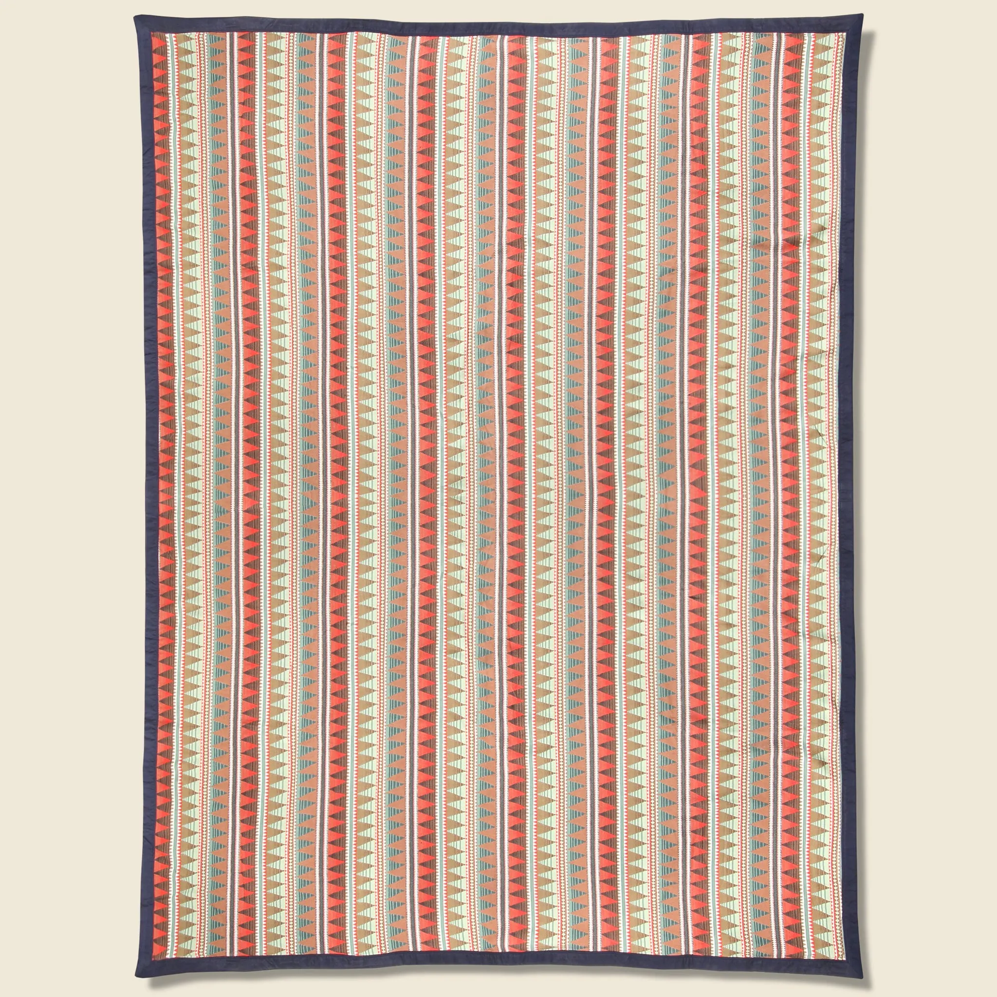 Cotton Jacquard Camp Blanket -  Red/Blue/Multi