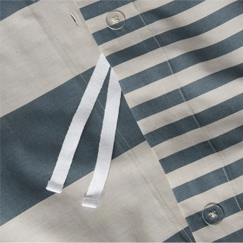 Crate&Barrel Riviera Slate Blue Reversible Stripe Organic Cotton ReversibleToddler Duvet Cover