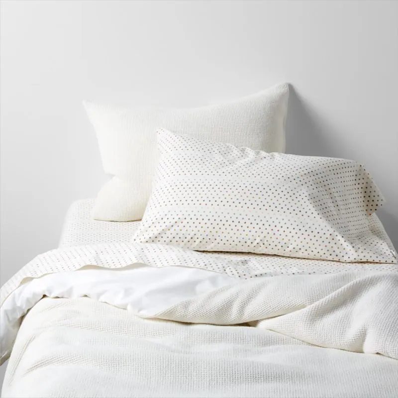 Crate&Barrel Scoop Cream Waffle Weave Organic Cotton Kids Twin Duvet Cover