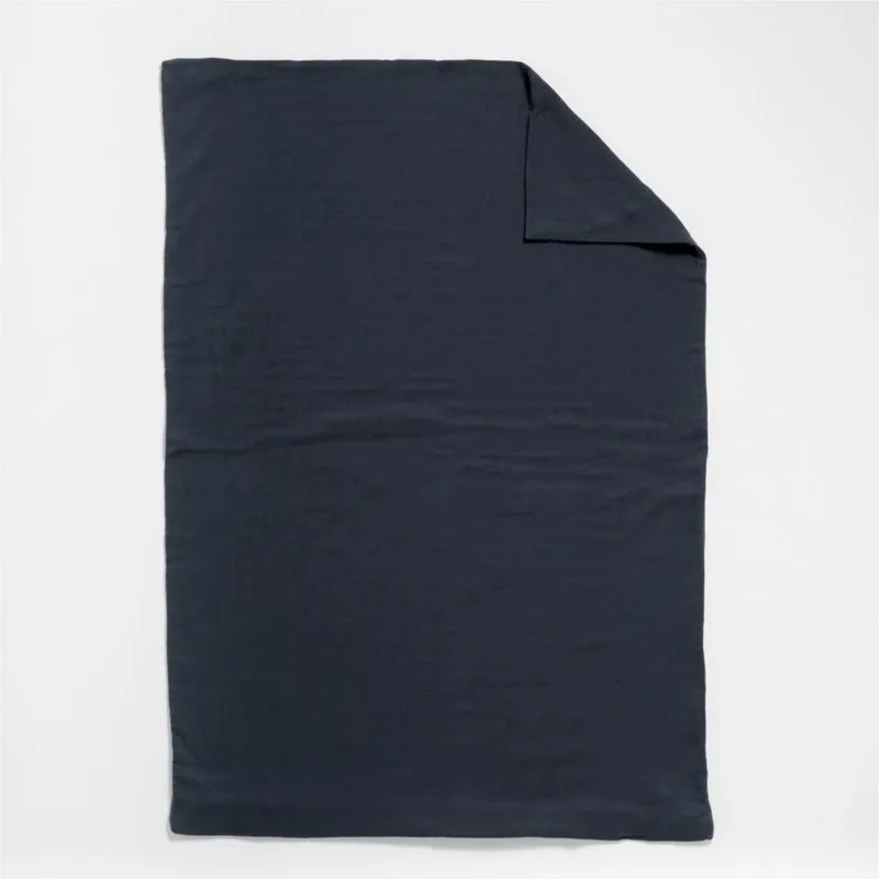 Crate&Barrel Supersoft Midnight Navy Blue Organic Cotton Toddler Duvet Cover