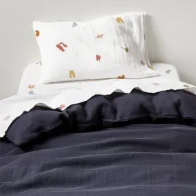 Crate&Barrel Supersoft Midnight Navy Blue Organic Cotton Toddler Duvet Cover