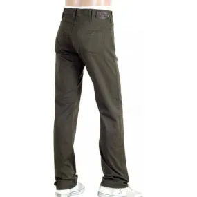 Dark Green J21 Regular Fit Stretch Jeans for Men with Button Fly and Metal Eagle Logo on Back Pocket