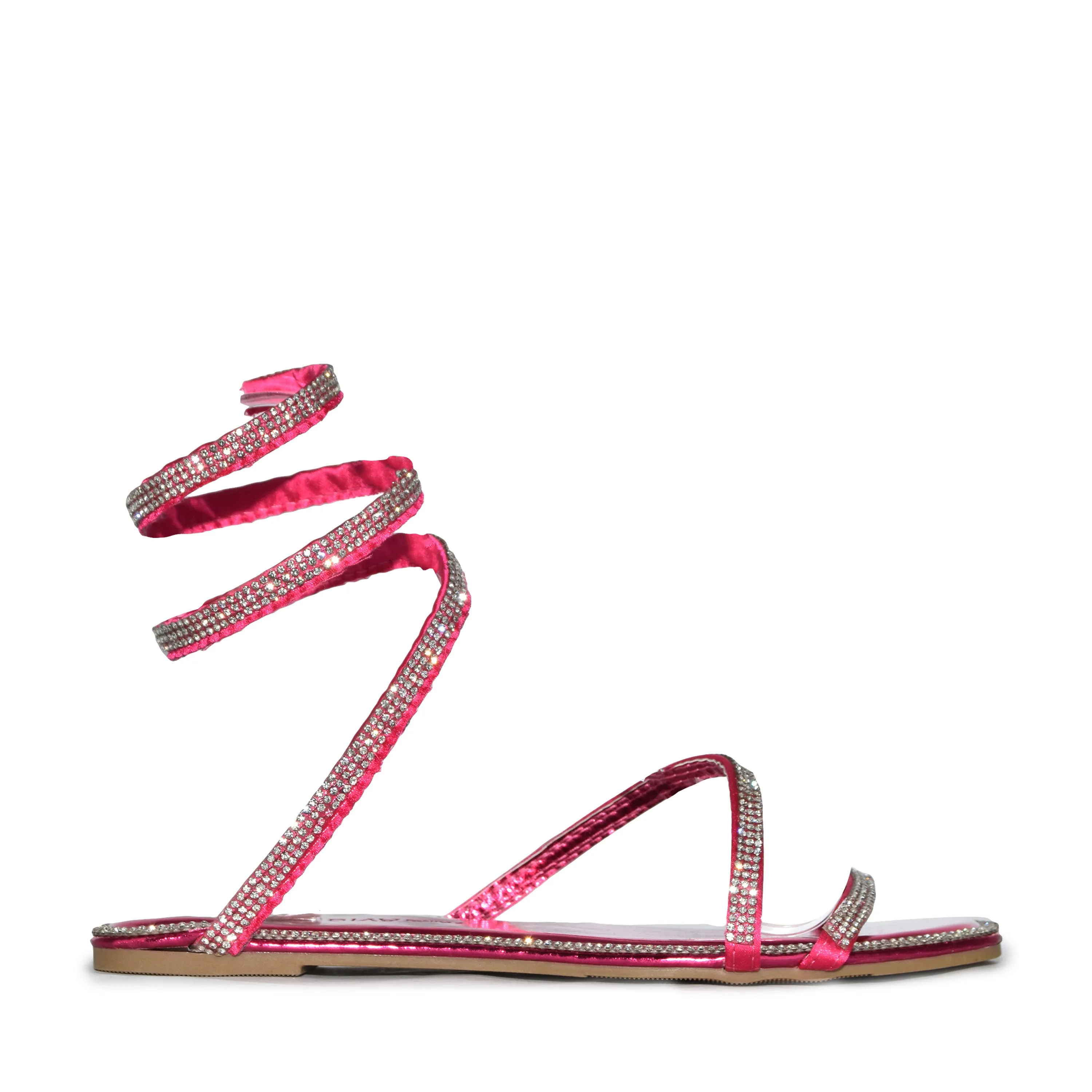 DIZZY-01 Spiral Rhinestone Square Toe Sandals