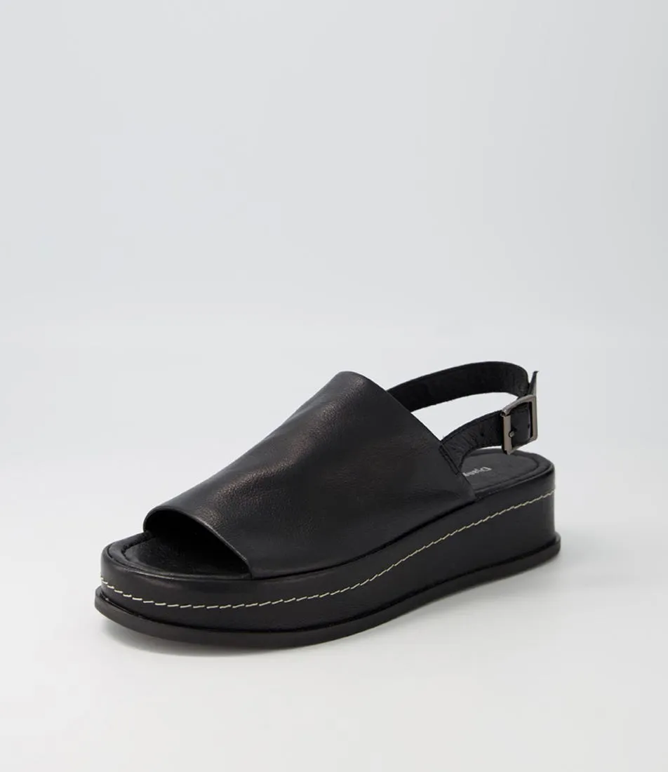 DJANGO & JULIETTE Walsat Black Leather Sandals