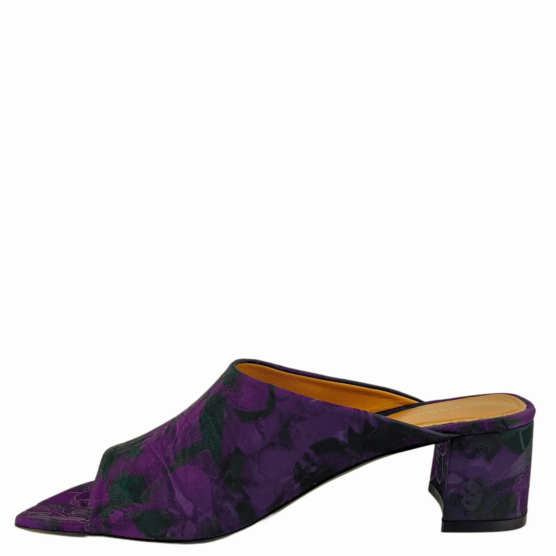 Dries Van Noten Patterned Mules in Dark Purple