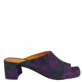 Dries Van Noten Patterned Mules in Dark Purple