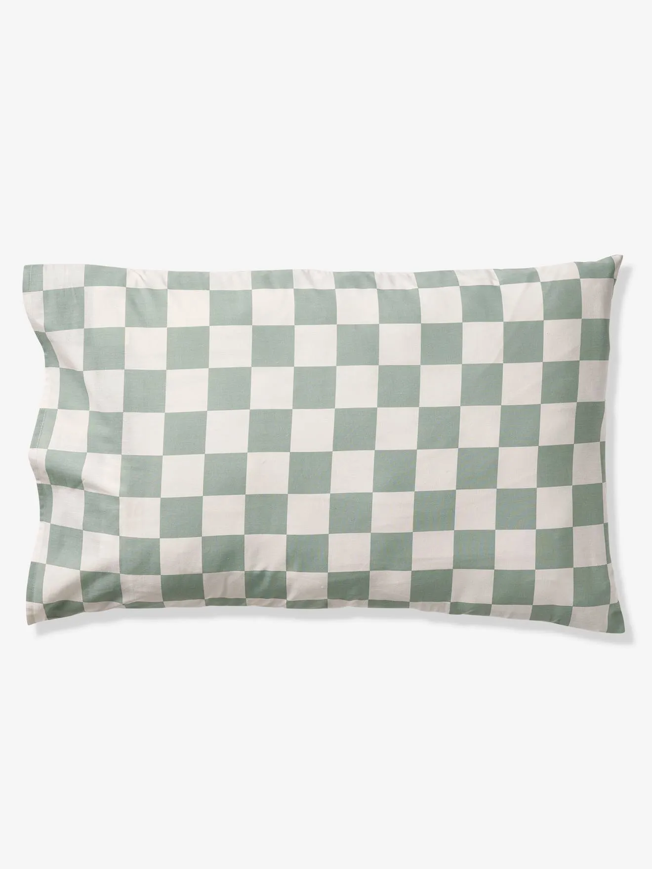 Duvet Cover + Pillowcase Set for Children, with Recycled Cotton Content, Damier Freestyle - chequered green