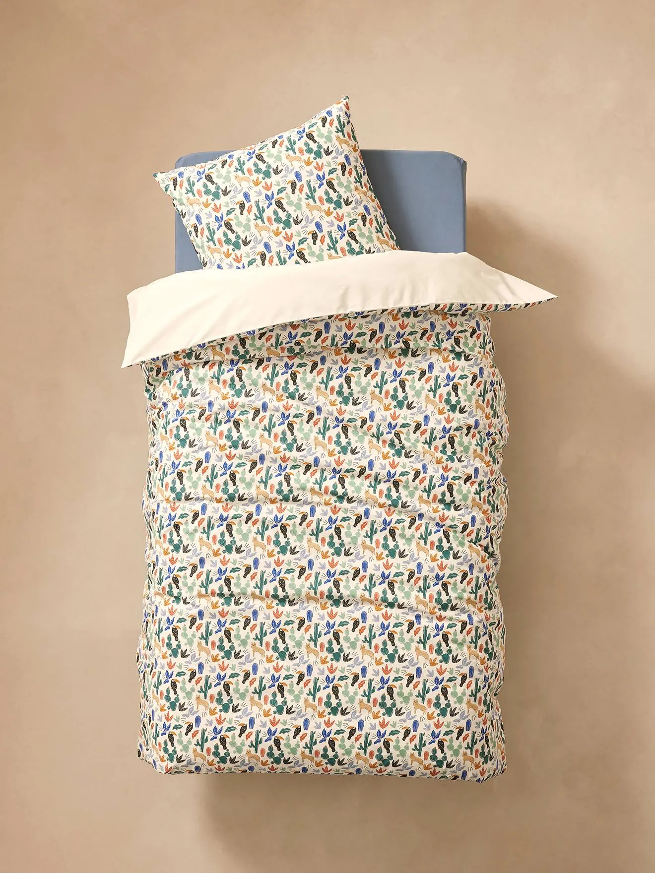 Duvet Cover + Pillowcase Set with Recycled Cotton, Mexicool - multicoloured