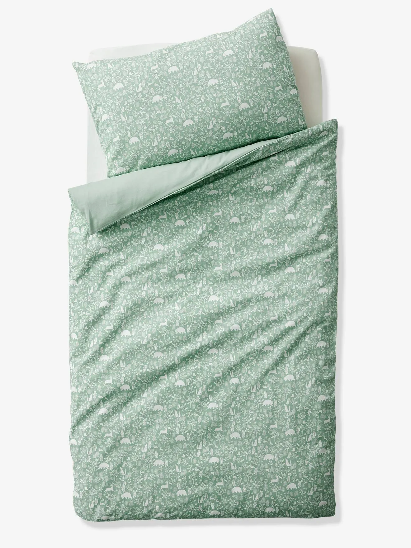 Duvet Cover for Babies, In the Woods - sage green