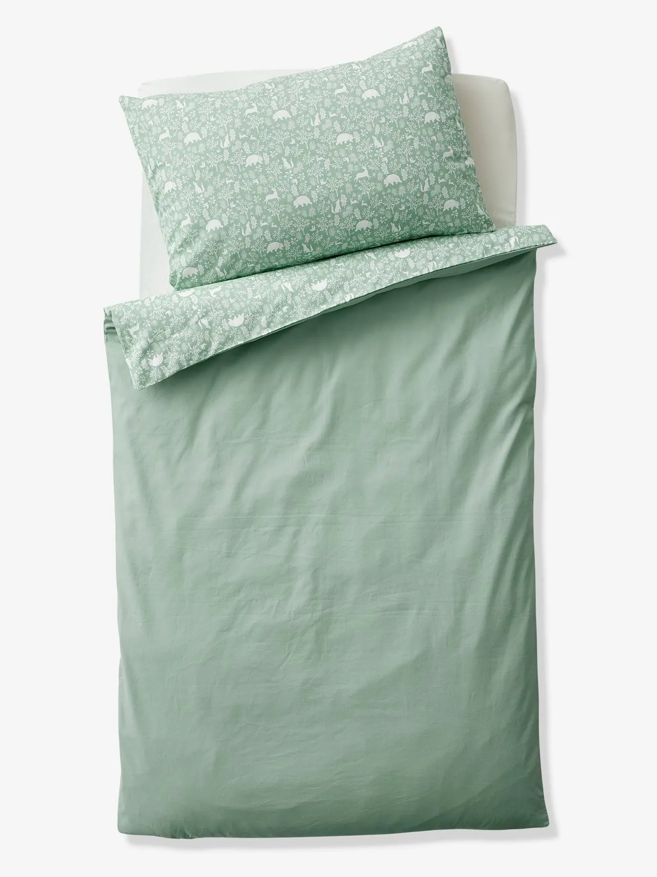 Duvet Cover for Babies, In the Woods - sage green