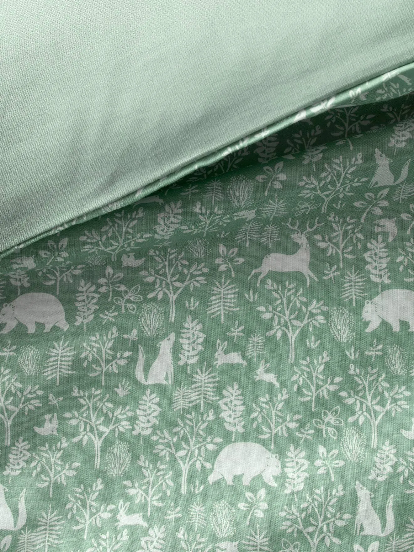 Duvet Cover for Babies, In the Woods - sage green